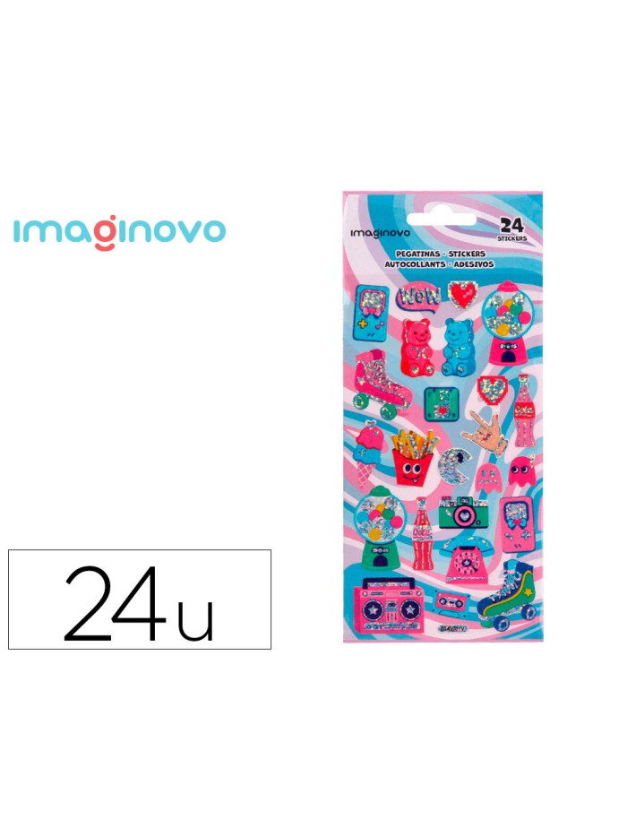 Pegatinas imaginovo diseños surtidos hobbies con brillo 214x100 mm en blister Pegatinas imaginovo diseños surtidos hobbies con brillo 214x100 mm en blister