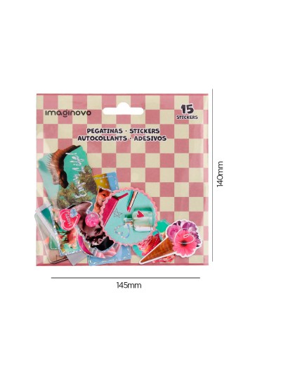 Pegatinas imaginovo good vibes diseños surtidos para ordenador 145x140 mm en blister