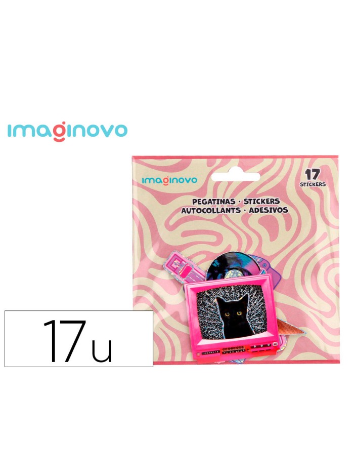 Pegatinas imaginovo retro diseños surtidos para ordenador 145x140 mm en blister Pegatinas imaginovo retro diseños surtidos para ordenador 145x140 mm en blister