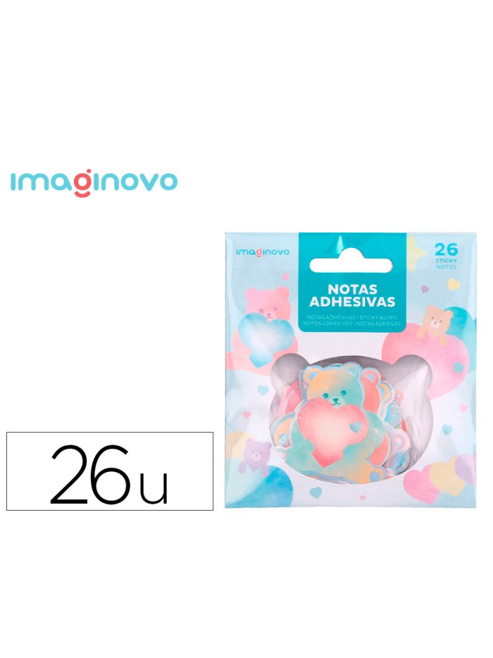 Pegatinas imaginovo notas adhesivas papel forma oso y corazon 110x105 mm en blister Pegatinas imaginovo notas adhesivas papel forma oso y corazon 110x105 mm en blister