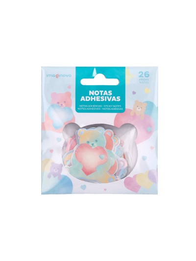 Pegatinas imaginovo notas adhesivas papel forma oso y corazon 110x105 mm en blister