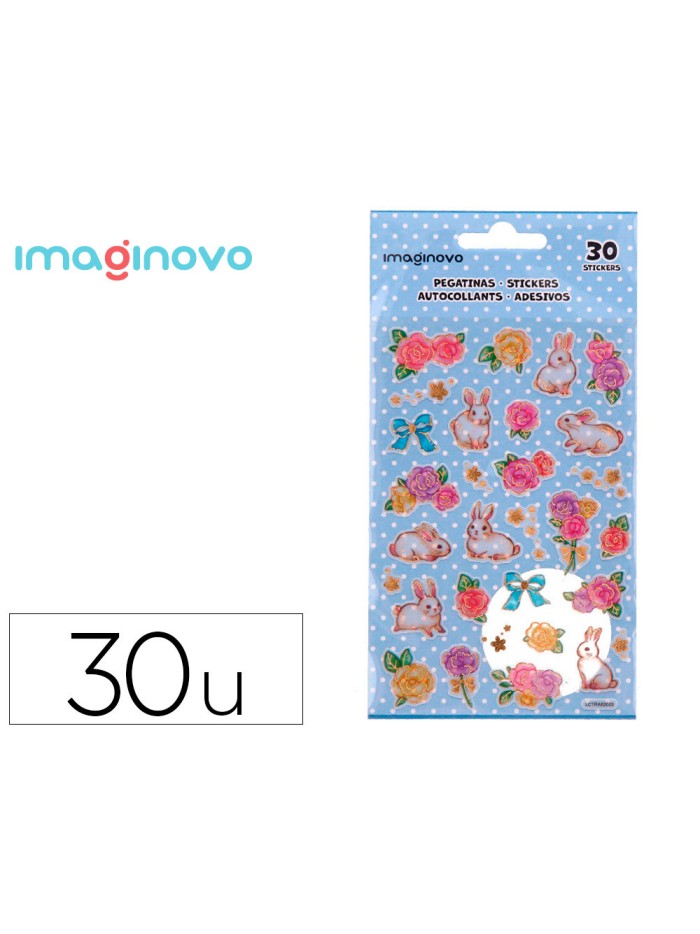Pegatinas imaginovo flores y conejos de papel 190x104 mm en blister Pegatinas imaginovo flores y conejos de papel 190x104 mm en blister