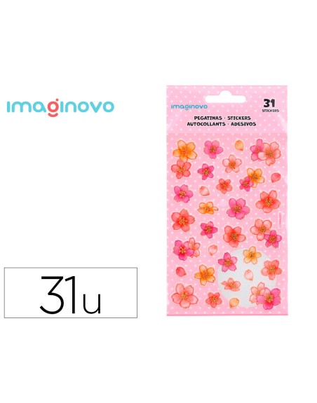 Pegatinas imaginovo flores rosas de papel 190x104 mm en blister
