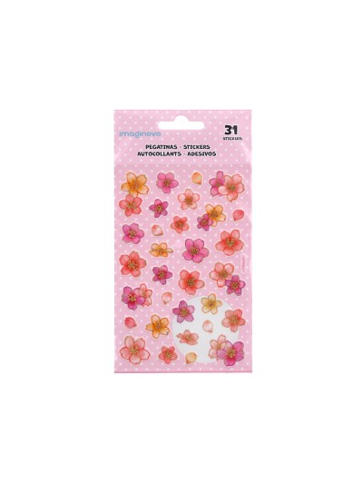 Pegatinas imaginovo flores rosas de papel 190x104 mm en blister