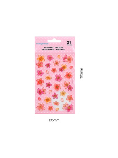 Pegatinas imaginovo flores rosas de papel 190x104 mm en blister
