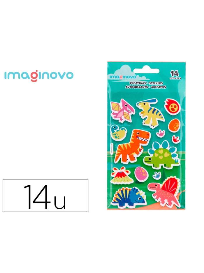 Pegatinas imaginovo luminosas dinosaurios con relieve 190x105 mm en blister Pegatinas imaginovo luminosas dinosaurios con relieve 190x105 mm en blister