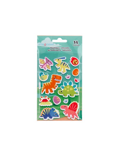 Pegatinas imaginovo luminosas dinosaurios con relieve 190x105 mm en blister