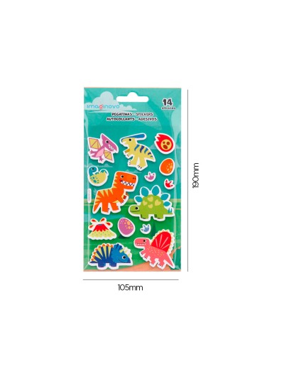 Pegatinas imaginovo luminosas dinosaurios con relieve 190x105 mm en blister
