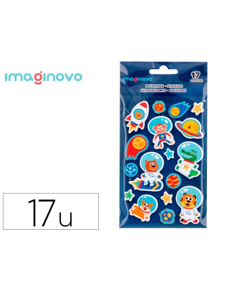 Pegatinas imaginovo luminosas astronautas con relieve 250x145 mm en blister