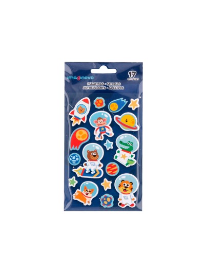 Pegatinas imaginovo luminosas astronautas con relieve 250x145 mm en blister