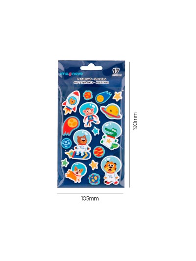 Pegatinas imaginovo luminosas astronautas con relieve 250x145 mm en blister