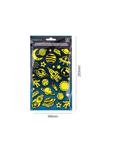 Pegatinas imaginovo luminosas planetas con relieve 190x105 mm en blister
