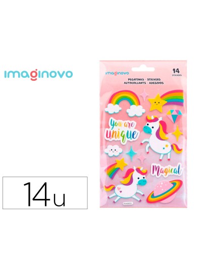 Pegatinas imaginovo unicornios magic dreams con relieve 210x130 mm en blister