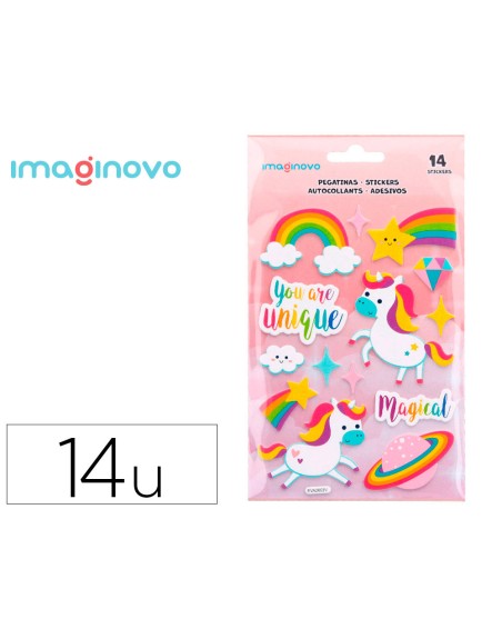 Pegatinas imaginovo unicornios magic dreams con relieve 210x130 mm en blister