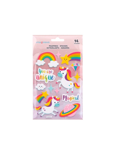 Pegatinas imaginovo unicornios magic dreams con relieve 210x130 mm en blister