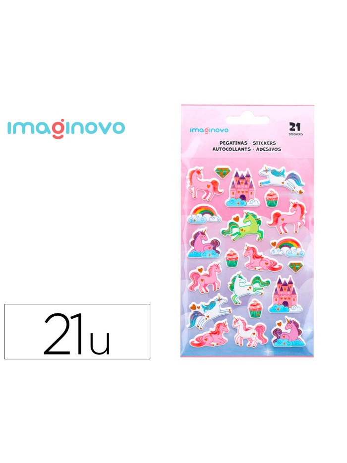Pegatinas imaginovo unicornios magic dreams con relieve 190x105 mm en blister Pegatinas imaginovo unicornios magic dreams con relieve 190x105 mm en blister