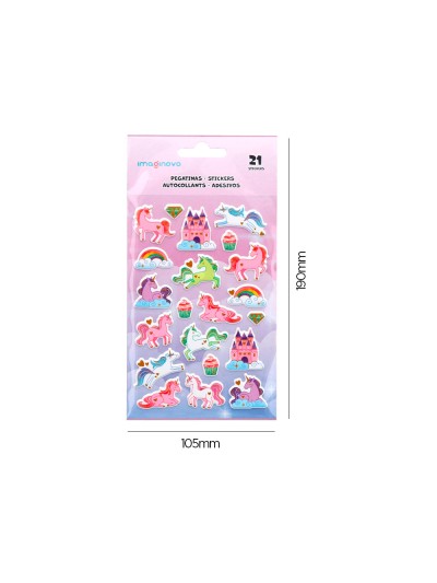 Pegatinas imaginovo unicornios magic dreams con relieve 190x105 mm en blister