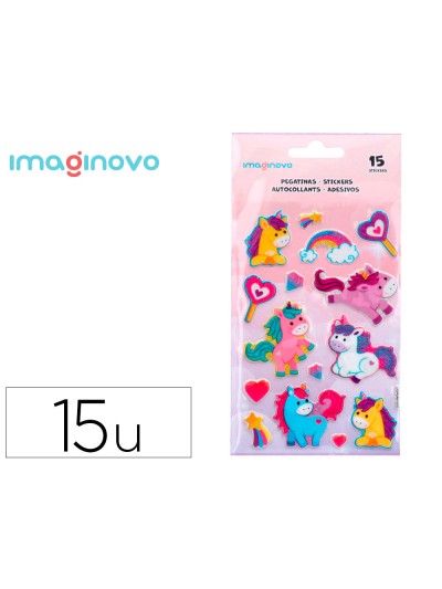 Pegatinas imaginovo unicornios magic dreams con brillo 190x105 mm en blister