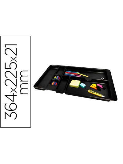 Bandeja organizadora q-connect de cajones color negro 364x225x21 mm