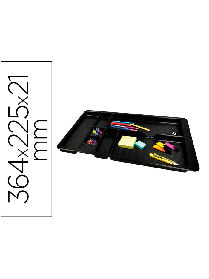 Bandeja organizadora q-connect de cajones color negro 364x225x21 mm Bandeja organizadora q-connect de cajones color negro 364x225x21 mm