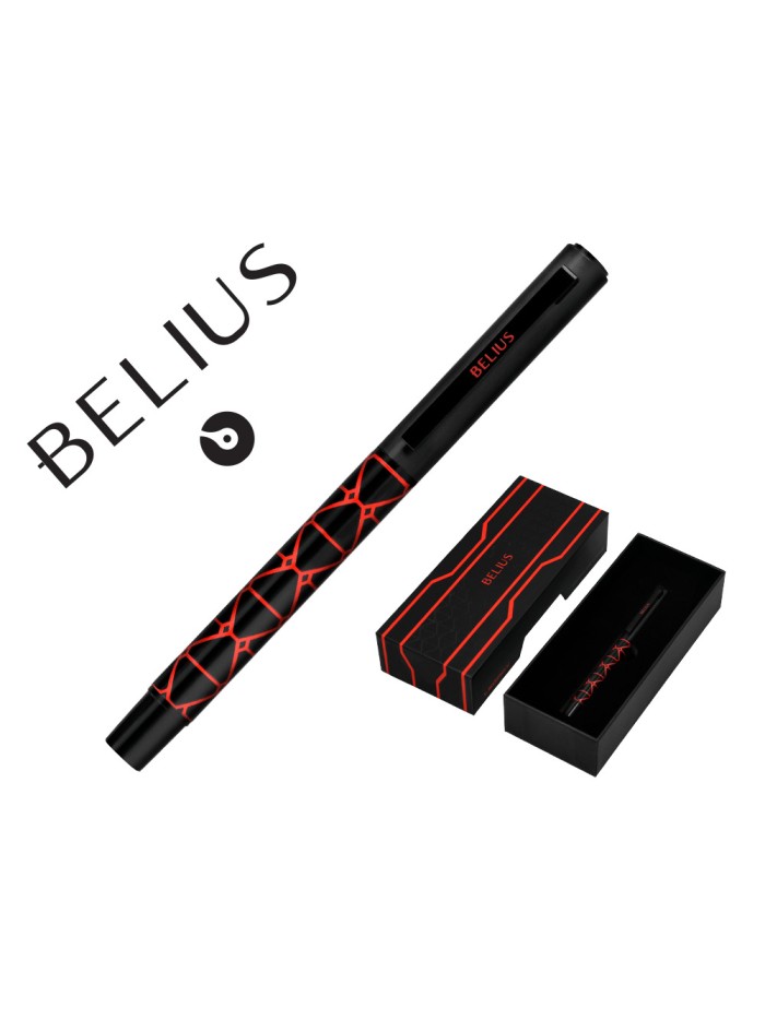 Boligrafo belius legacy aluminio diseño triangulo rojo cuerpo negro tinta color azul caja de diseño Boligrafo belius legacy aluminio diseño triangulo rojo cuerpo negro tinta color azul caja de diseño