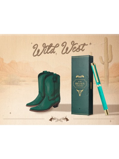 Roller belius wild west aluminio color verde dorado tinta color negro caja de diseño