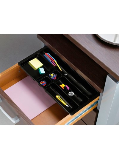Bandeja organizadora q-connect de cajones color negro 344x160x33 mm