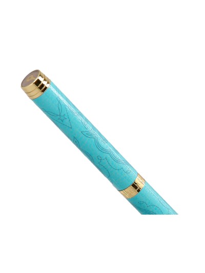 Boligrafo belius wild west aluminio color turquesa doradotinta color azul caja de diseño