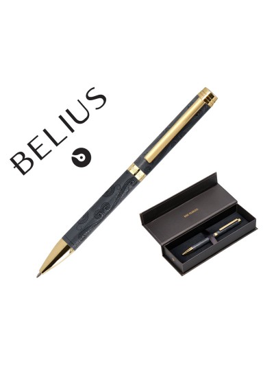 Boligrafo belius wild west aluminio color negro dorado tinta color azul caja de diseño