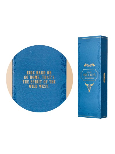 Roller belius wild west aluminio color azul marino dorado tinta color negro caja de diseño