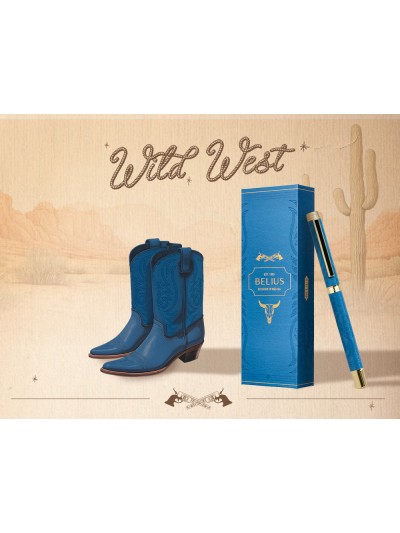 Roller belius wild west aluminio color azul marino dorado tinta color negro caja de diseño
