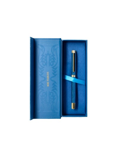 Roller belius wild west aluminio color azul marino dorado tinta color negro caja de diseño