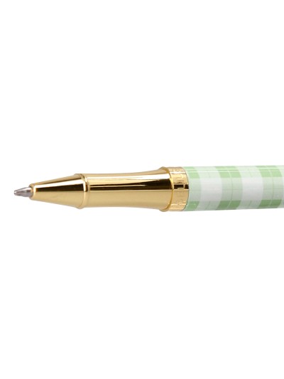 Boligrafo belius picnic aluminio color verde dorado tinta color azul caja de diseño