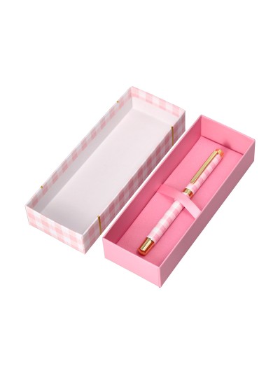 Boligrafo belius picnic aluminio color rosa dorado tinta color azul caja de diseño