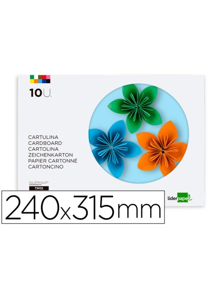Bloc trabajos manuales liderpapel cartulina 240x315mm 10 hojas 5 colores neon + 5 colores intensos