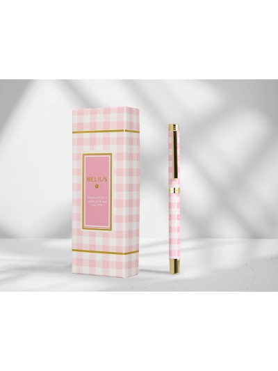 Boligrafo belius picnic aluminio color rosa dorado tinta color azul caja de diseño