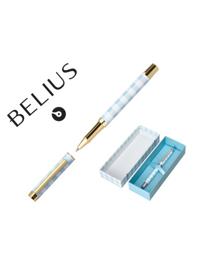 Boligrafo belius perfect picnic day aluminio color azul celeste dorado tinta azulcaja de diseño