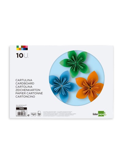 Bloc trabajos manuales liderpapel cartulina 240x315mm 10 hojas 5 colores neon + 5 colores intensos