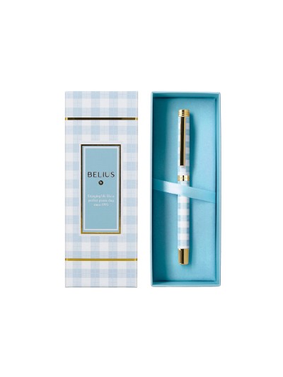 Boligrafo belius perfect picnic day aluminio color azul celeste dorado tinta azulcaja de diseño
