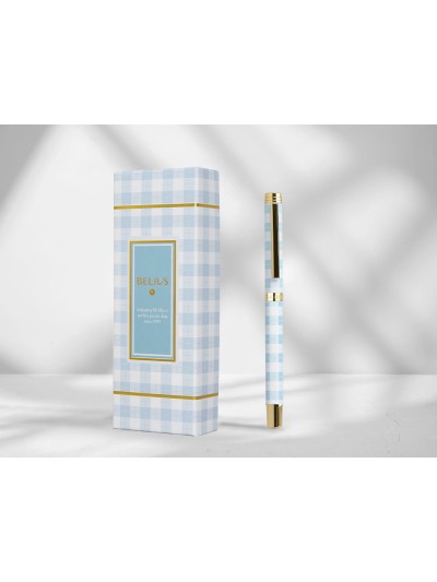 Boligrafo belius perfect picnic day aluminio color azul celeste dorado tinta azulcaja de diseño