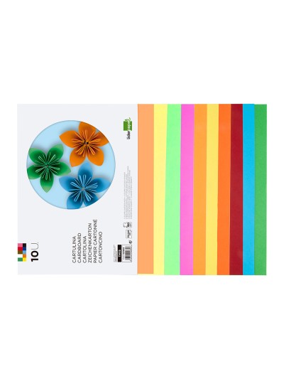 Bloc trabajos manuales liderpapel cartulina 240x315mm 10 hojas 5 colores neon + 5 colores intensos