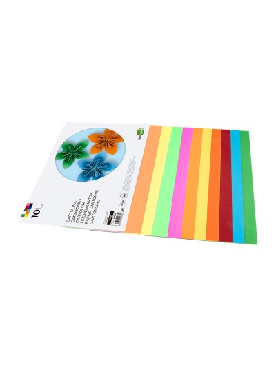 Bloc trabajos manuales liderpapel cartulina 240x315mm 10 hojas 5 colores neon + 5 colores intensos