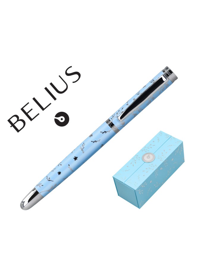 Roller belius bella aluminio color azul celeste diseño plateado relieve tinta color negro caja de diseño Roller belius bella aluminio color azul celeste diseño plateado relieve tinta color negro caja de diseño