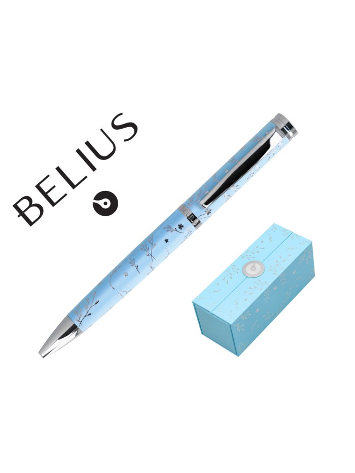 Boligrafo belius bella aluminio color azul celeste diseño plateado relieve tinta azul caja de diseño Boligrafo belius bella aluminio color azul celeste diseño plateado relieve tinta azul caja de diseño
