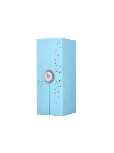 Boligrafo belius bella aluminio color azul celeste diseño plateado relieve tinta azul caja de diseño