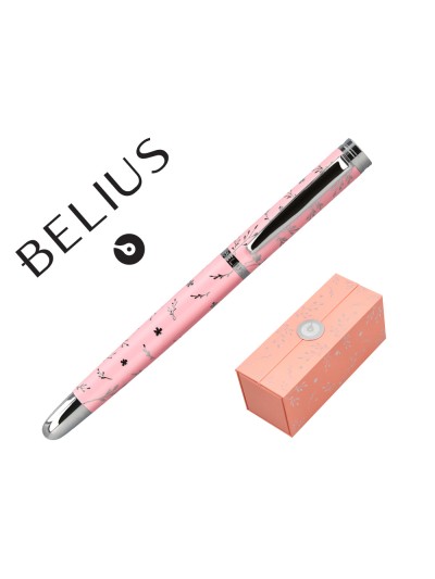 Roller belius bella aluminio color rosa diseño plateado relieve tinta color negro caja de diseño
