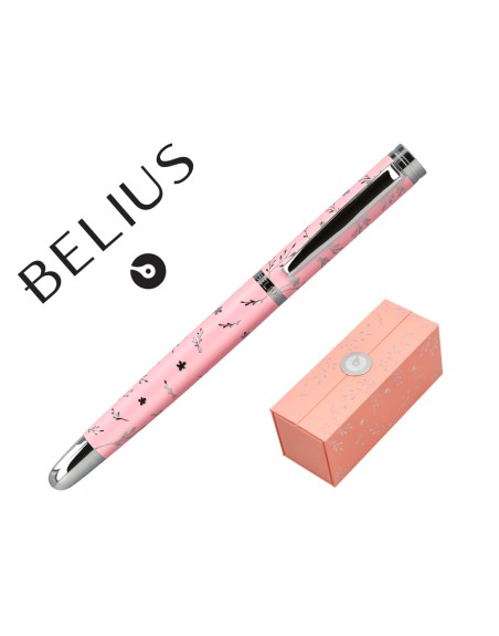 Roller belius bella aluminio color rosa diseño plateado relieve tinta color negro caja de diseño