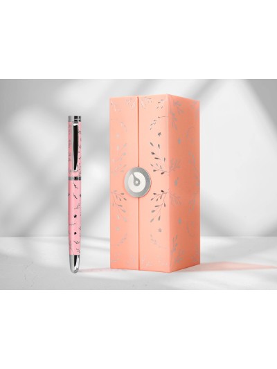 Roller belius bella aluminio color rosa diseño plateado relieve tinta color negro caja de diseño