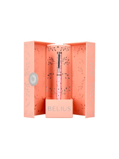Roller belius bella aluminio color rosa diseño plateado relieve tinta color negro caja de diseño