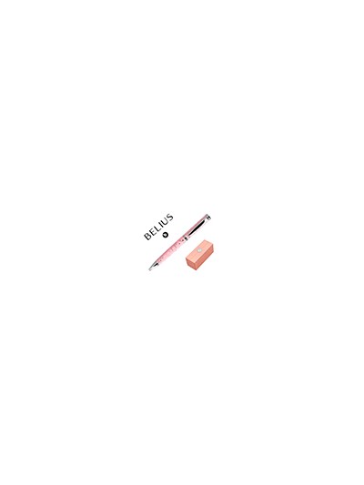 Boligrafo belius bella aluminio color rosa diseño plateado relieve tinta azul caja de diseño